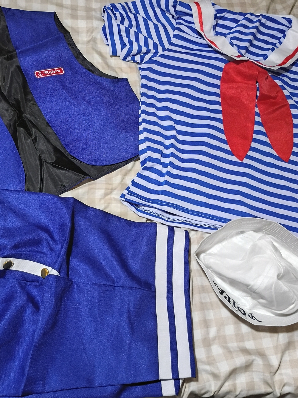 Children's Blue & White Striped Sailor Top with Red Scarf - Ice Cream Costume